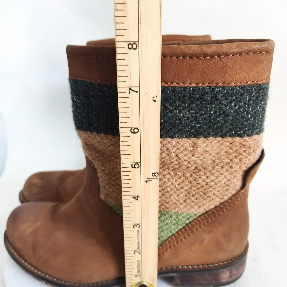Seychelles Mid-Calf Boots Size 6 Striped Aztec Print Leather Camel Tan‎ Boho